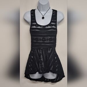 You Are Not Alone Black Lace Top High Low Racerback Sleeveless Fit & Flare M